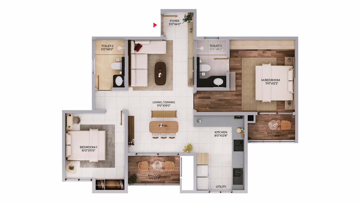 spacious 2 BHK Grand Corner layout North Bangalore