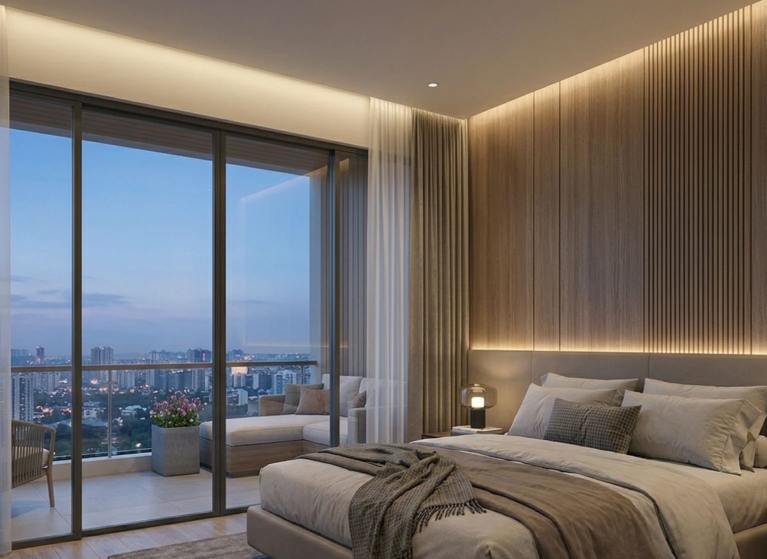 spacious bedroom with natural lighting Puravankara homes