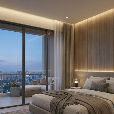 spacious bedroom with natural lighting Puravankara homes