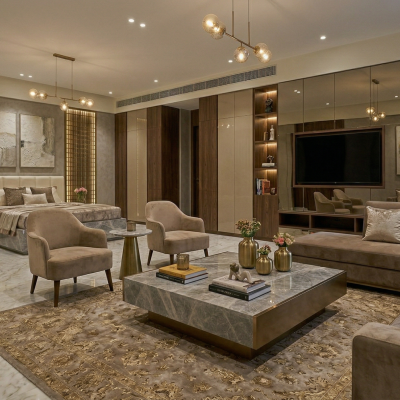modern living room interior Purva Northern Lights apartment